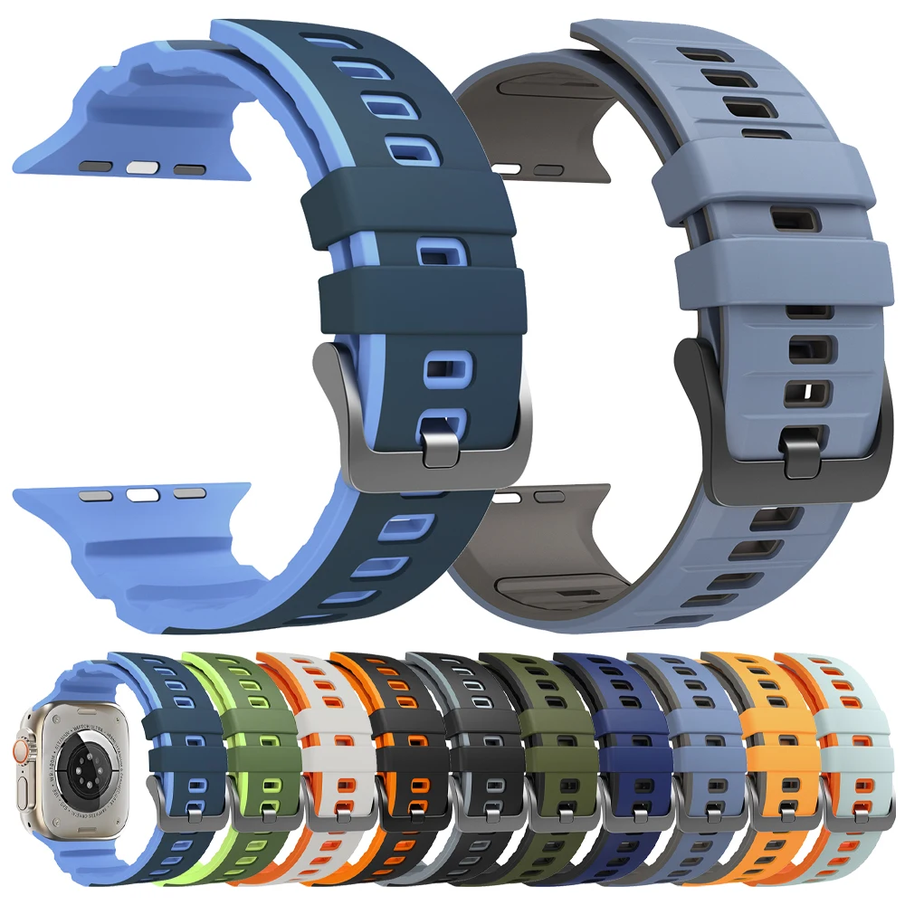 Weiches Silikonarmband pour Apple Watch Band 44mm 45mm 42-46mm Sport-Armband iWatch Serie 11 10 9 8 7 SE 3 5 6 Ultra 3 2 49mm