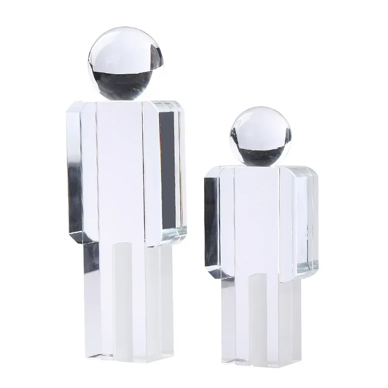 

Crystal Man Statue Transparent Figure Sculpture Glass Handicraft Ornaments Cartoon Character Figures Home Decor Accessories