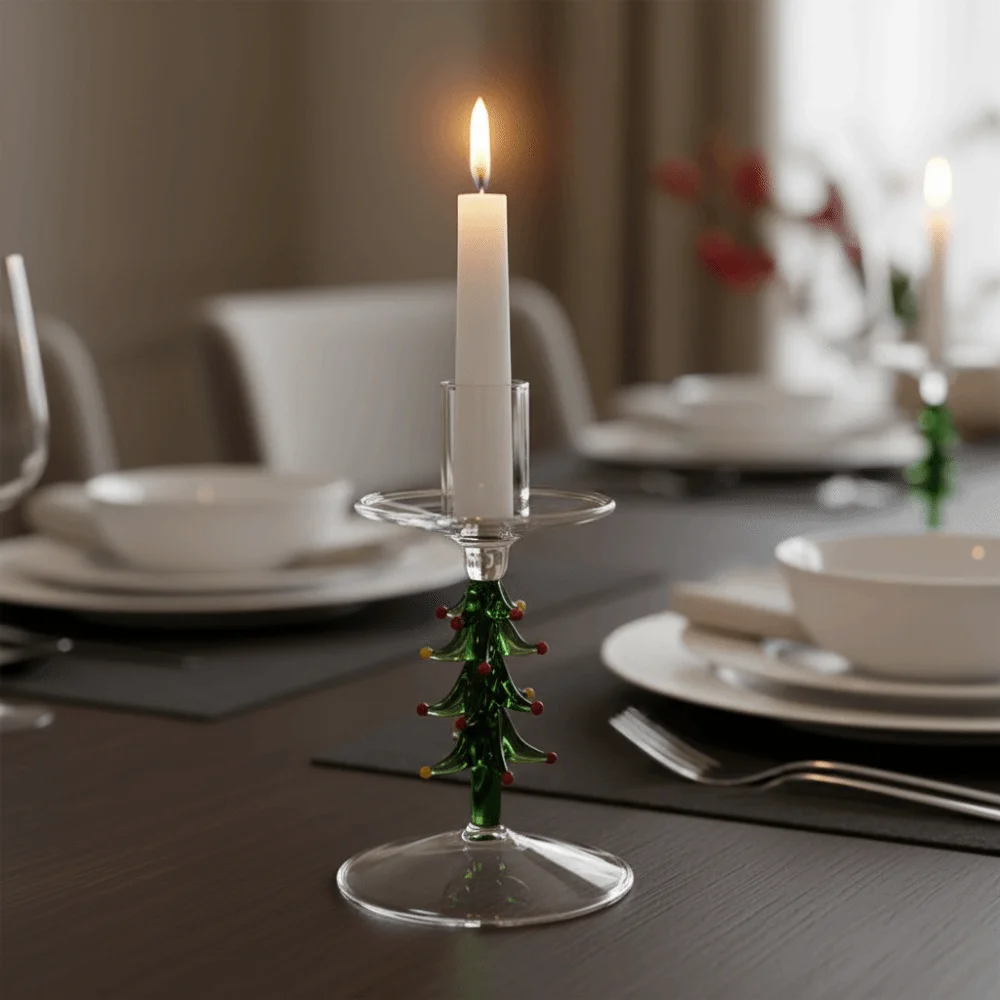 Creative Nordic Style Christmas Trees Candlestick Prevent Dripping Large Pallet Candle Stand Slim Tall Foot Candle Holder Gift