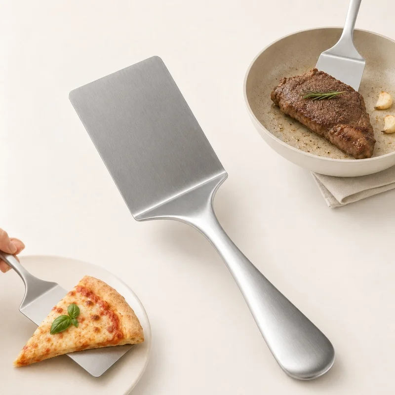 Stainless Steel Flat Shovel Suitable for Teppanyaki Steak Pancake Cooking Durable and Easy To Flip Cooking Multi-purpose Spatula