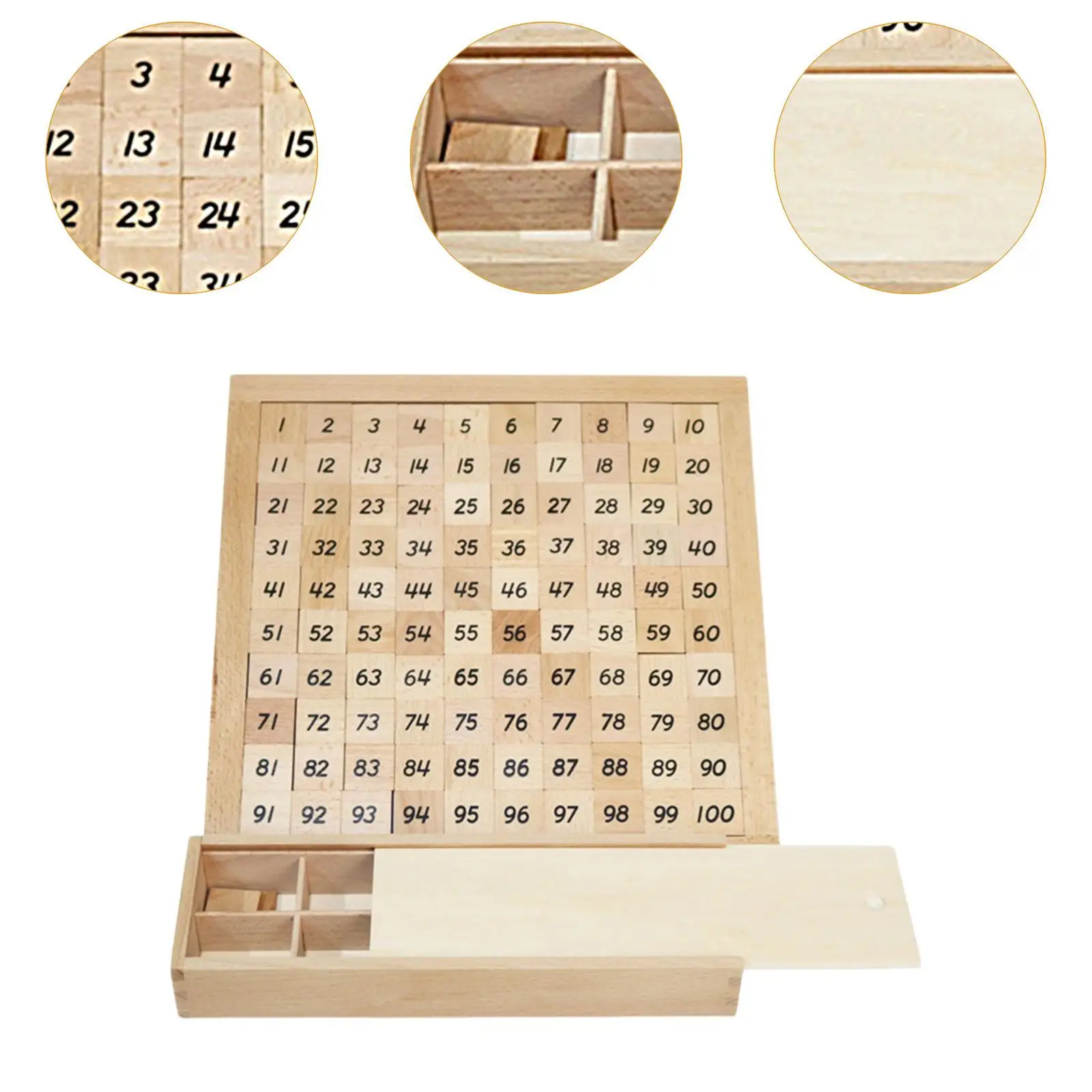 Tablero de matemáticas de madera, manipuladores de matemáticas con números de 1 a 100, aprendizaje preescolar, regalo de cumpleaños, juego educativo de aprendizaje, juguete Montessori