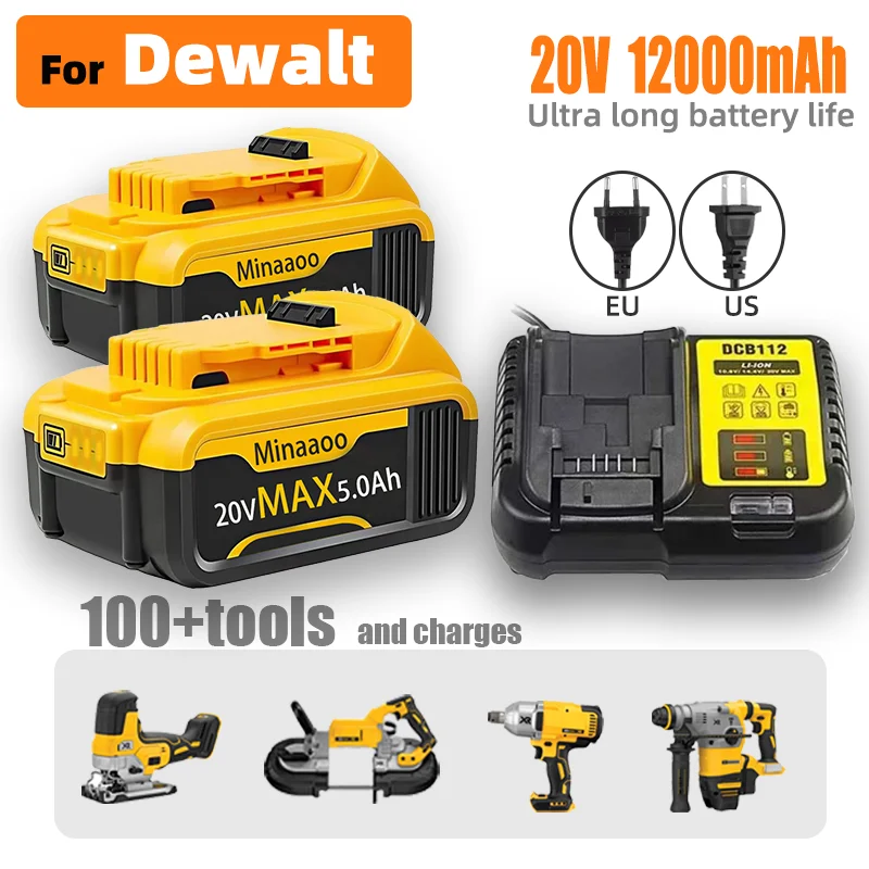 

New 100% Original 18000mAh 20V for Dewalt Power Tool Battery DCB206 20V 18.0Ah Battery DCB206 20V Battery DCB205 DCB204-2