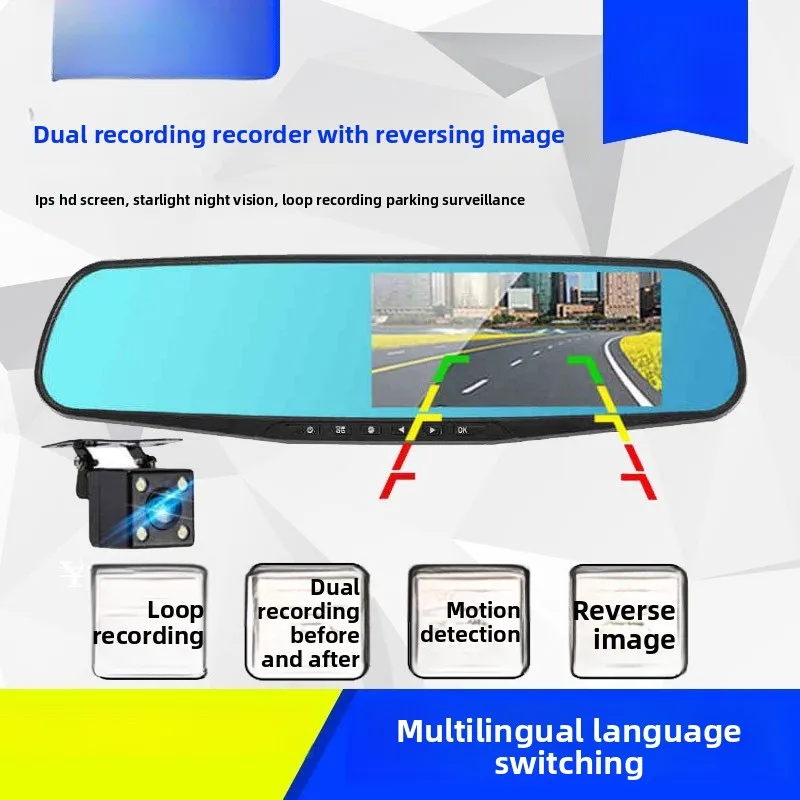 

Rearview Mirror Driving Recorder HD Streaming Media 1080p Front and Rear Double Recording Reversing Video Car Dvr
