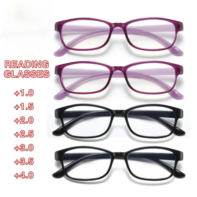 

4 шт. женские минималистичные очки для чтения элегантные фиолетовые полупрозрачные оправы прозрачные линзы для дистанционного видения