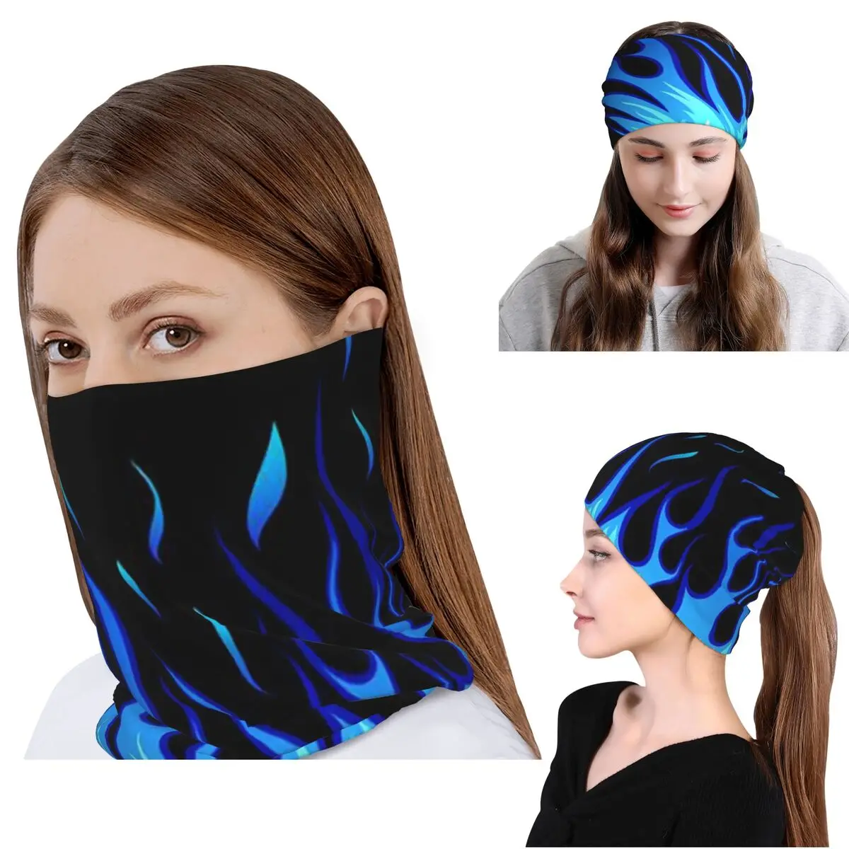 Big Fire Flames Burning Flame Bandana Neck Cover Wrap Scarf Multifunction Cycling Scarf Beanies Hat Unisex Adult Windproof