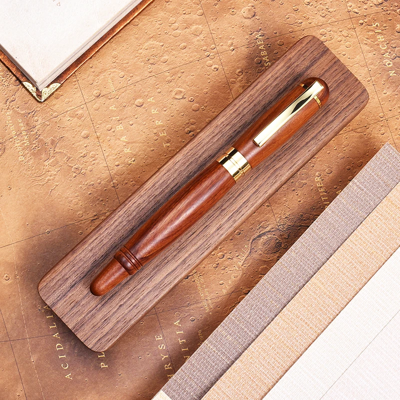 BALAOYE Vintage Mahogany Rosewood Fountain Pen German Schmidt EF/F/M 0.38/0.5/0.7MM Nib Ink Pen Office School Writing Gift