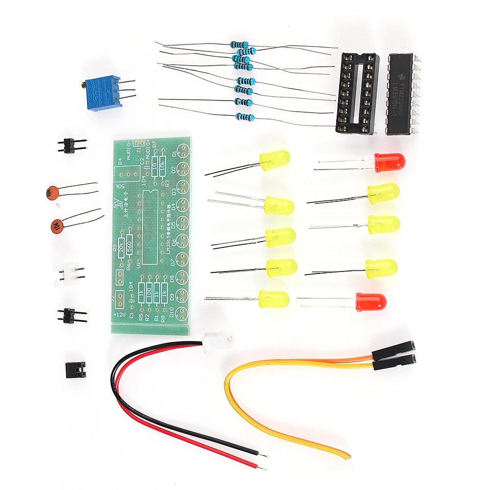 1set LM3915 10 LED Sound Audio Spectrum Analyzer Level Indicator Kit Soldering Practice Set Laboratory DIY Electoronics Kits