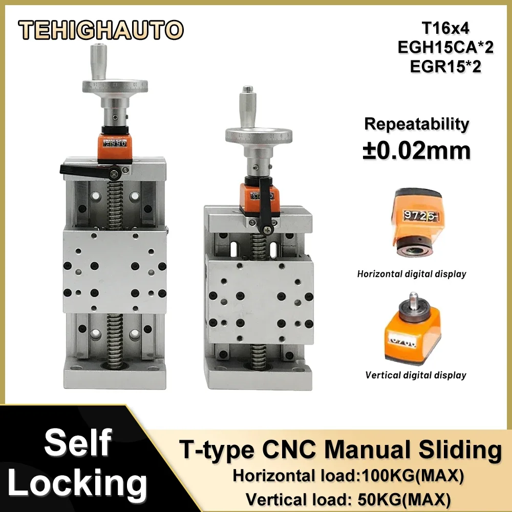 Cnc Z-Axis Manual Digital Counter Slide Table Stainless Steel Linear Rail Stage 100Kg Linear Motion Stage Single Axis Robot Xyz