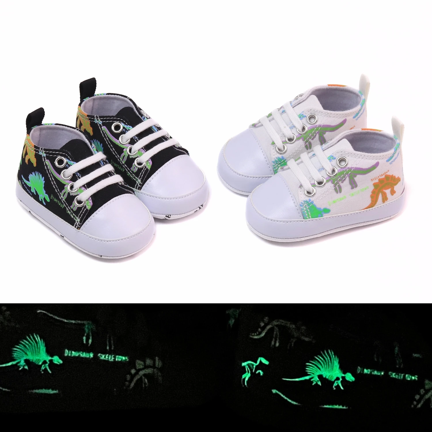

Luminous Cartoon Dinosaur Pattern Baby Boys Canvas Shoes, Lightweight Non-slip For Daily & Vacation Dressing, All Seaso