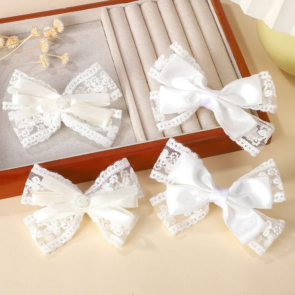 

LOVEKIKI 2 шт., кружевные банты для волос, зажим для девочек, белые заколки для волос, заколки для волос, детские свадебные наряды, заколки, головные уборы, аксессуары для волос