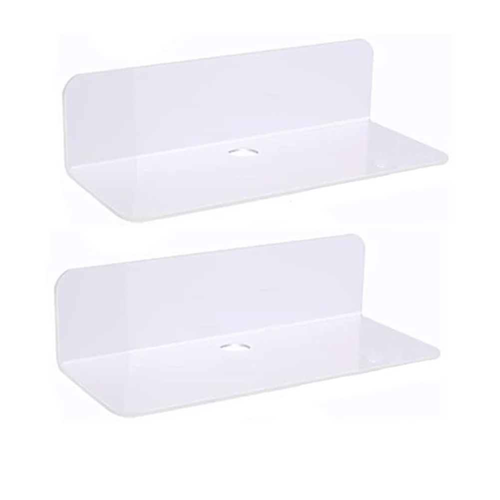 Floating Acrylic Shelves No Drilling Self Sticky Transparent Shelves for Bathroom Kitchen Bedroom and Office Use
