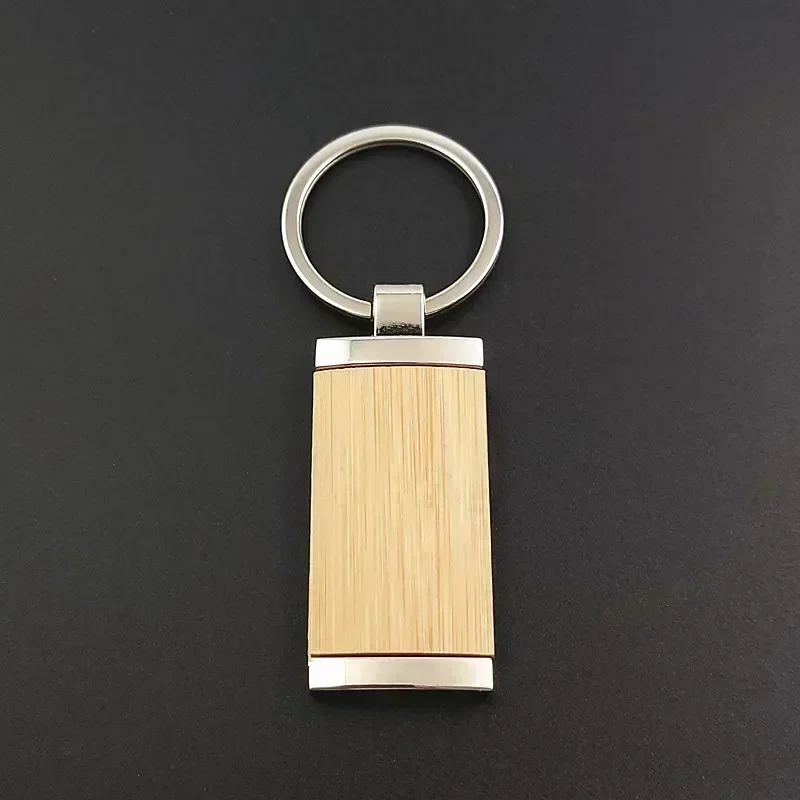 Bamboo Wood Keychain Creative Personality Men and Women Key Chains Home Metal Autos Car Key Chain Custom name Customized Logo