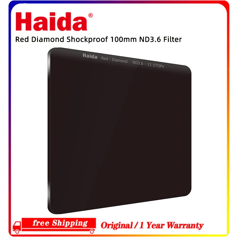 Haida Red Diamond Shockproof 100mm ND3.6 Filter ND4000 HD4272, 12‑Stop MC Double Strength Optical Glass Neutral Density Filter