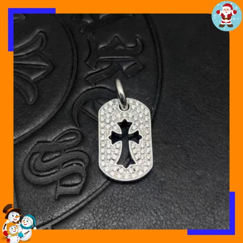 Jewelry Medium Hollow Diamond Cross Military Necklace Thai Silver Gold Plated Sweater Chain Accessories