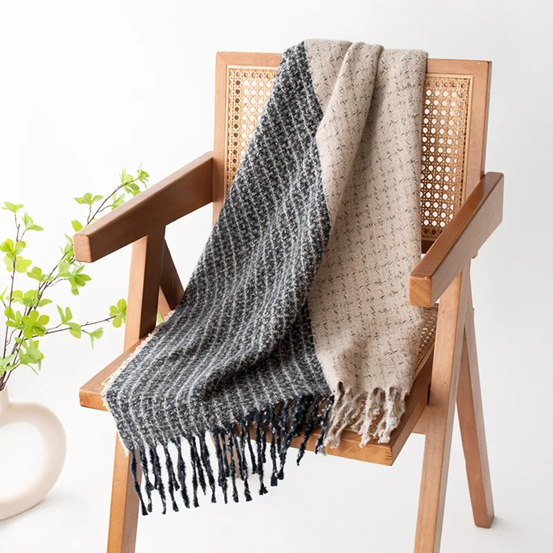 

New Plaid Cashmere-like Scarf Women Men Autumn Winter Korean Style Fashion Shawl Hijab Hair Wrap Simple Warm Large Neck Warmer