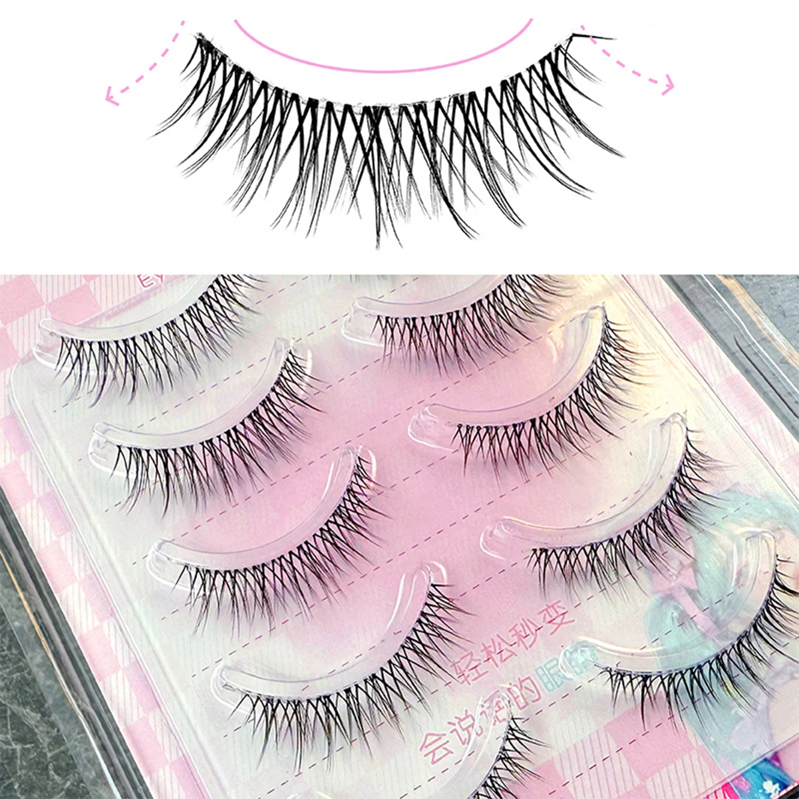 5 زوج فتاة مجموعة الرموش الصناعية الطبيعية شائكة Wispy سميكة رمش تمديد مثالية لأدوات ماكياج المهنية النمط الكوري