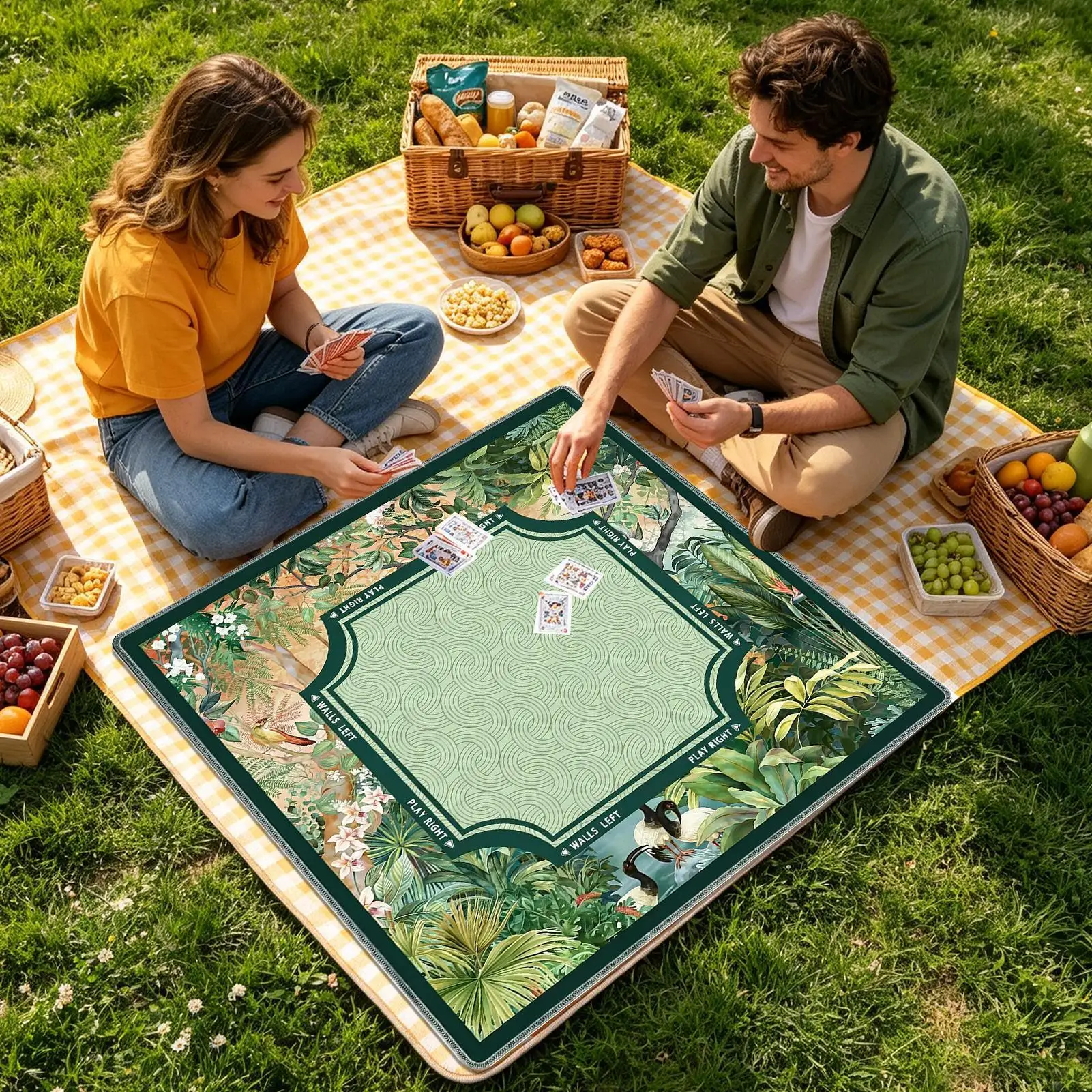 80-80cm-滑り止め麻雀マット-トロピカルヴィンテージポーカーテーブルカバー-自宅寮アパート用、ゲームボードプロテクター＆装飾