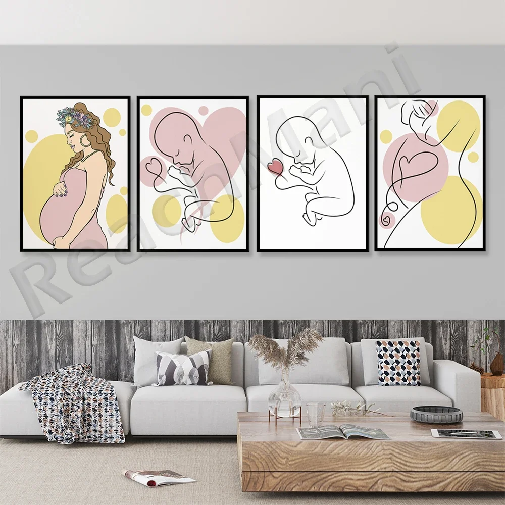 Minimalist art for pregnant women, baby wall print, obstetrician office art, gift poster for expecting mother, new baby gift