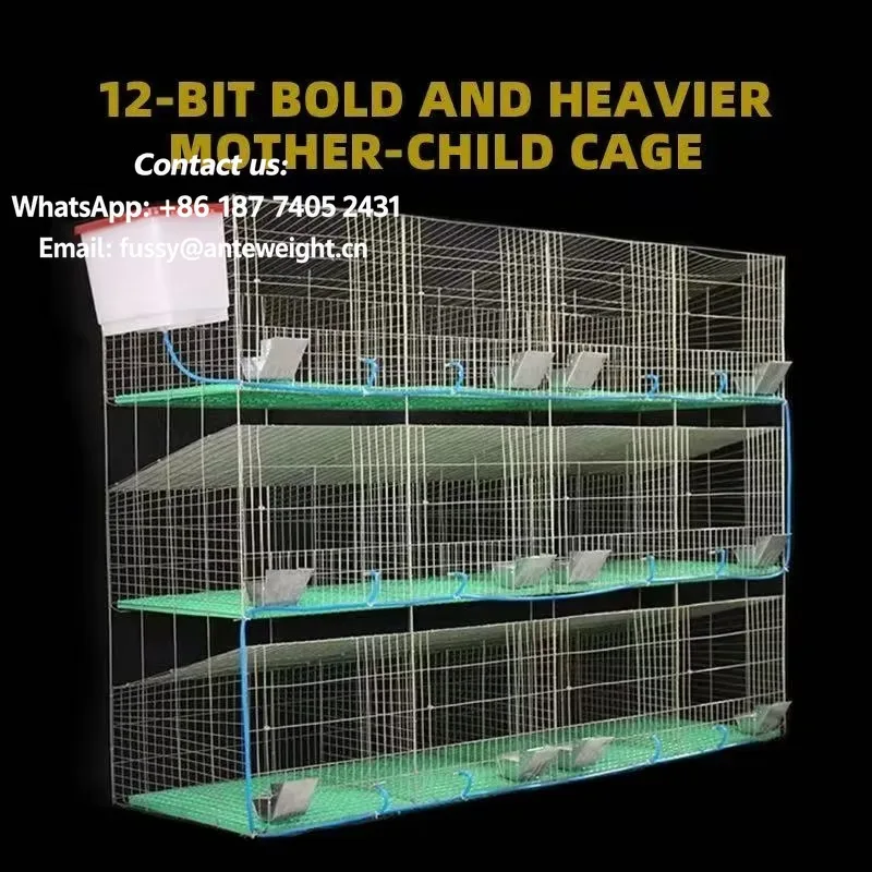 2026 Large Galvanized H Type 3-Tier Rabbit Cages with Automatic Manure Tray Durable Construction Commercial Use for 12 Rabbits