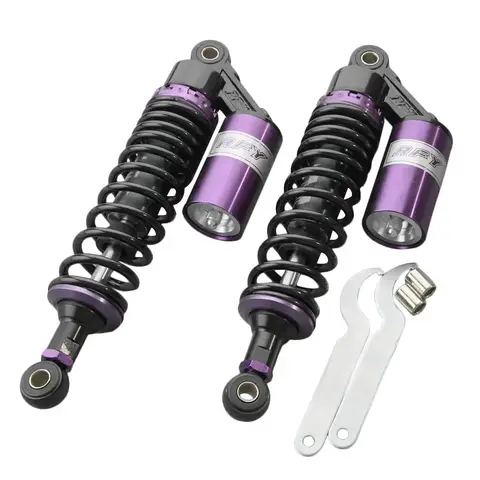 혼다 CM200T CX500 용 Yamaha TX650 용 스즈키 가와사키 ATV 퍼플 블랙 1 쌍 범용 320mm 오토바이 에어 쇼크 업소버