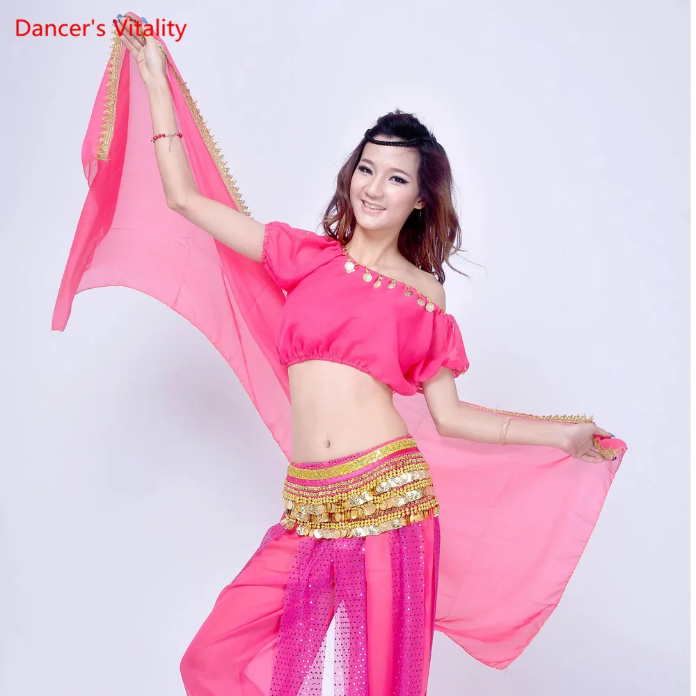 Chiffon Sari Dancewear India Belly Dancing Clothes Head Wrap Scarf Headpiece Bollywood Dance Costume Head Veils