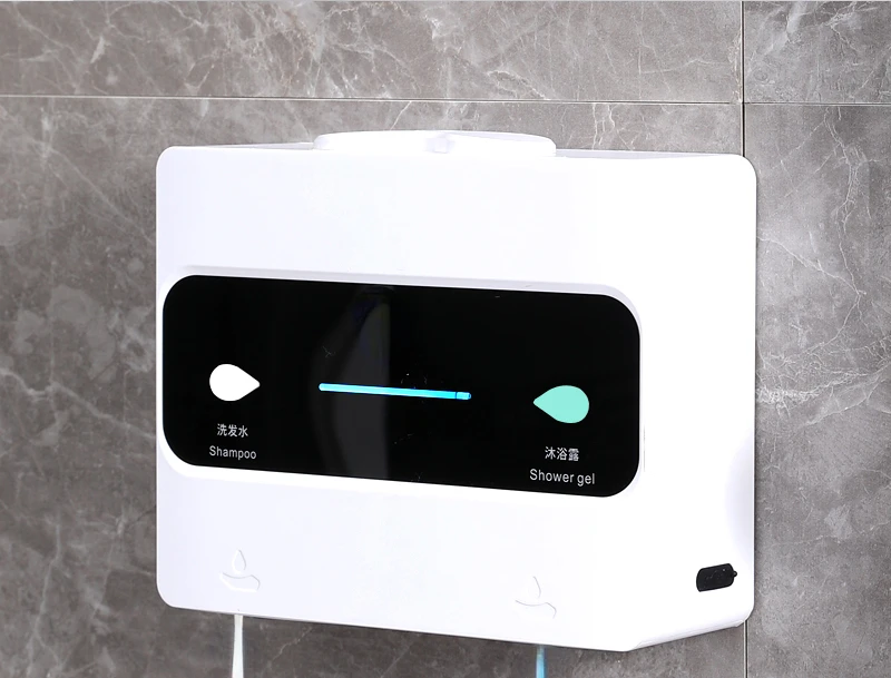 Double head hand sanitizer automatic sensor shampoo shower gel bottle wall mounted soap dispenser