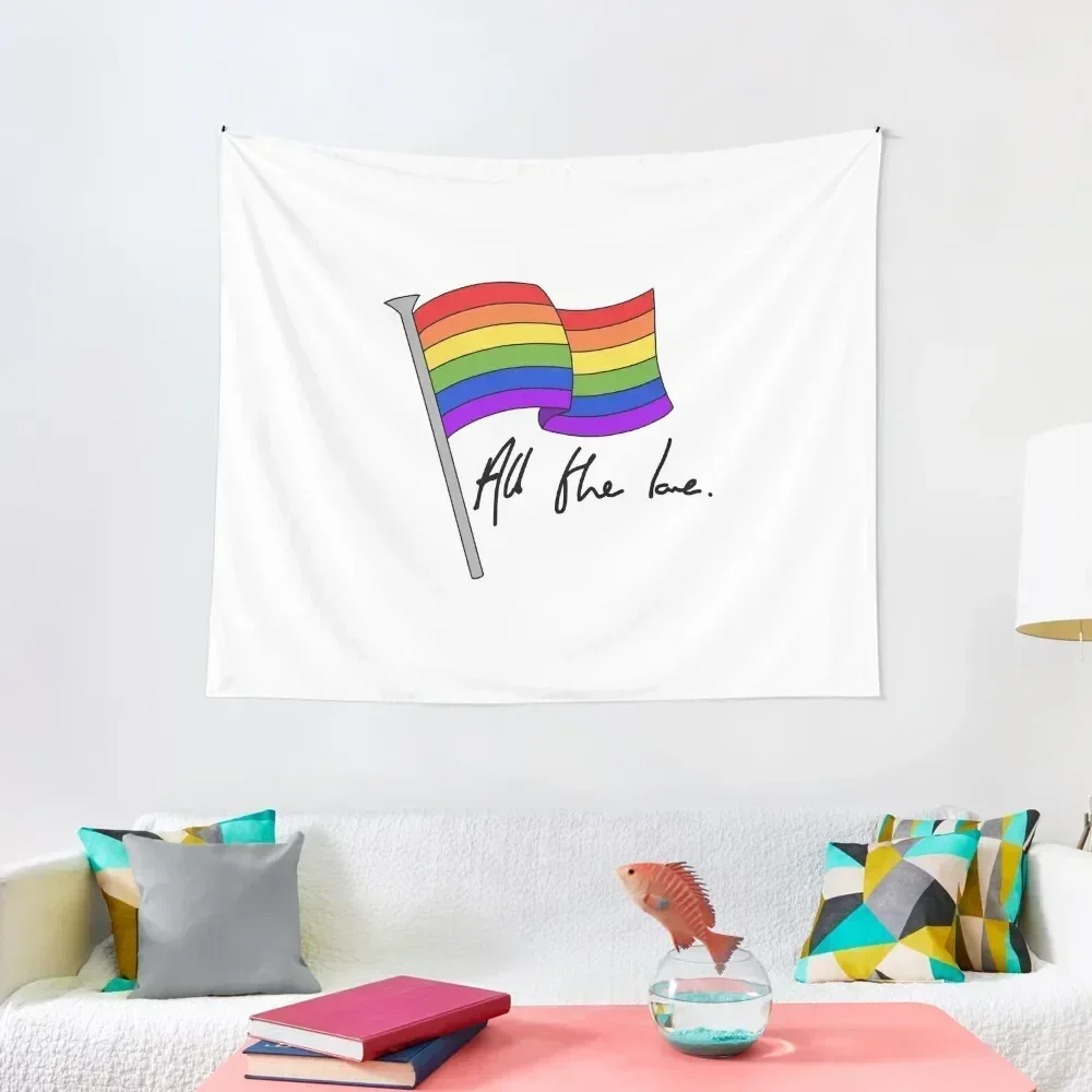 

Rainbow Pride Flag "All the Love" Design Tapestry Wallpaper Christmas Decoration Japanese Room Decor Tapestry