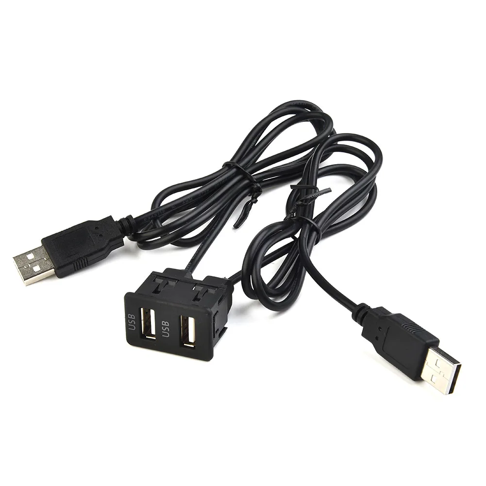 

Car Dual USB Extension Cable 100CM with Flush Mount Panel Design USB A to A for Dashboard Installation in Vehicles and ATVs