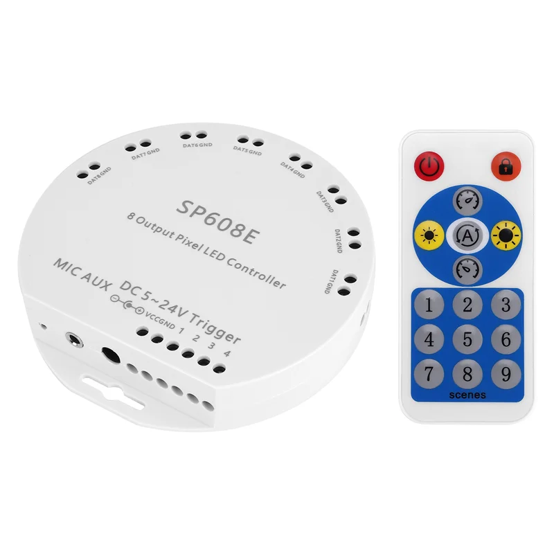 BAAG-SP608E DC5V-24V WS2812B Музыкальный контроллер Bluetooth APP с дистанционным управлением 8-канальный SP602E 4-канальный WS2811 WS2815 Светодиодная лента