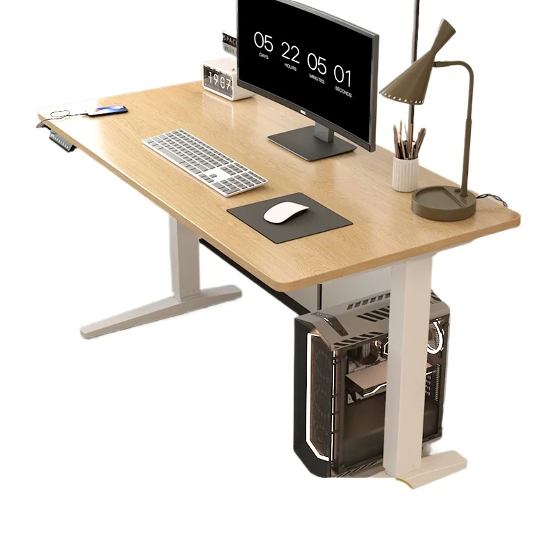 

A9L solid wood electric lifting table, white home office computer desk, automatic charging