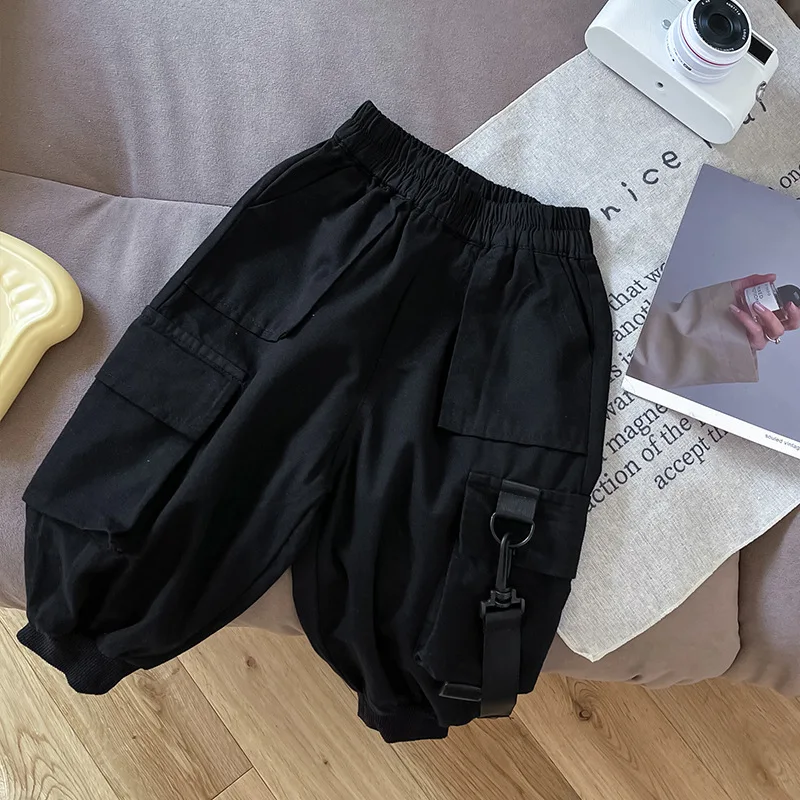 Boys Pant Overalls Spring and Autumn 2024 New Fashion Handsome Loose Cotton Bunches Casual Pants Children Sports Pants