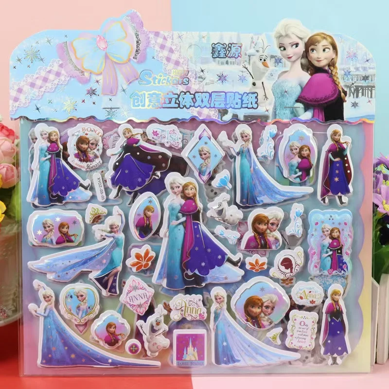 ديزني فروزن الأميرة غرزة مزدوجة الطبقات ثلاثية الأبعاد فقاعة ملصقات الديكور ملصق لطيف مكافأة منتفخ ملصق لوازم القرطاسية #5
