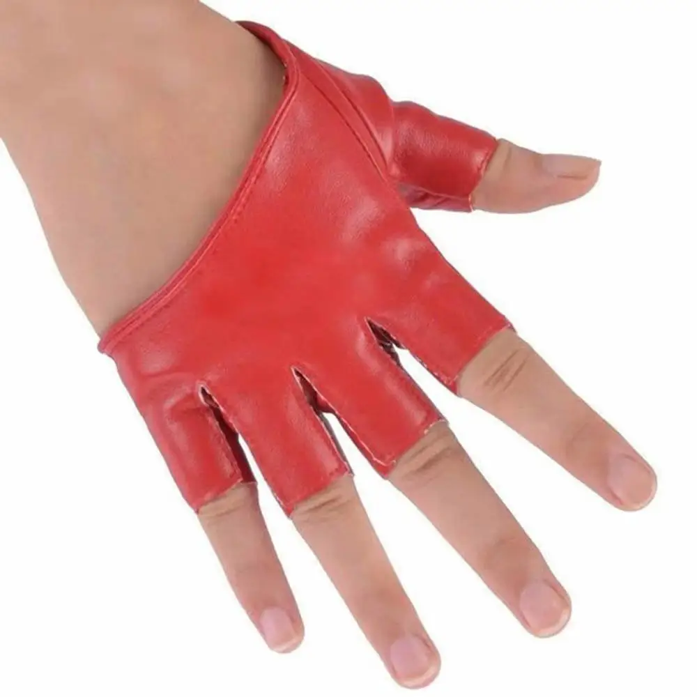 Party, Dance Pub Club Gloves Women Fashion Half Finger Faux Leather Short-Figures Gloves Half Palm