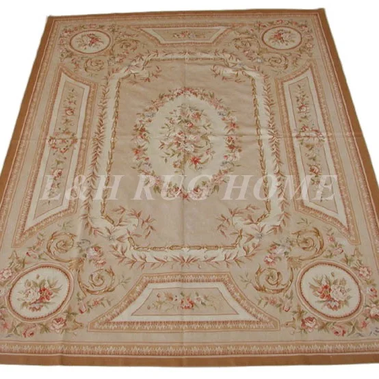 

Free shipping 9'x12' French style aubusson carpets hand knotted rugs Woolen French Aubusson Rugs high quality rug