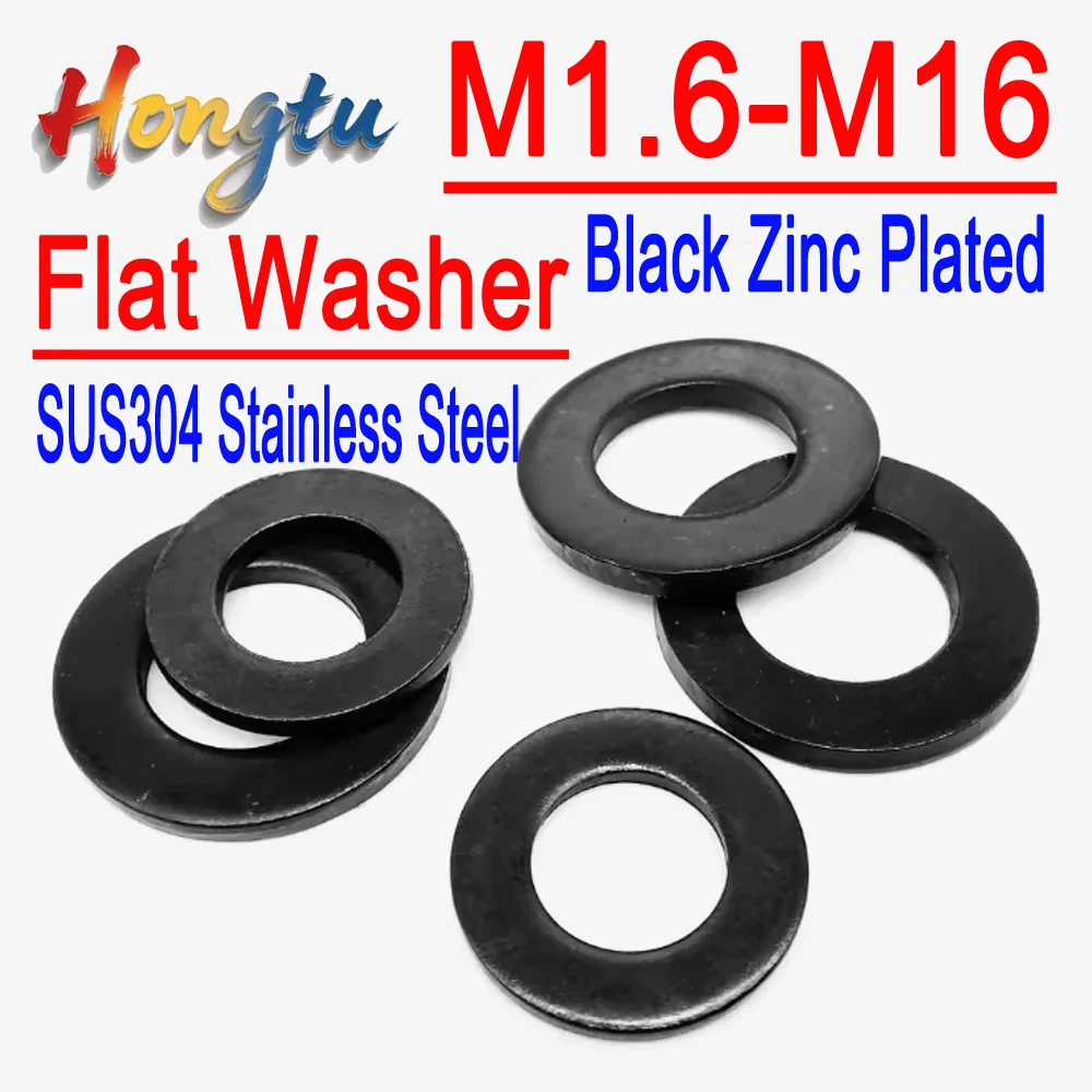 

Hongtu Assorted Size SUS304 A2 Stainless Steel Shims/Flat Washers/Gaskets (M1.6, M2, M3, M5-M16) - Black Zinc Plated Finish