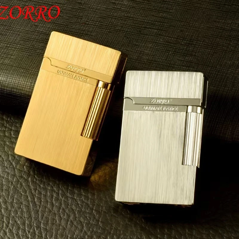 ZORRO Metal Wire Drawing Sideslip Loud Voice Kerosene Lighter Grinding Wheel Ignition High-end Smoking Accessories Men's Gift