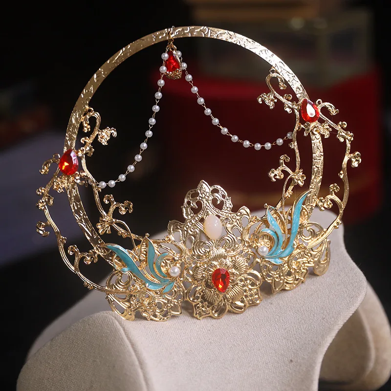 Antique hair crown fringed Xianxia Hanfu headgear antique Madonna accessories popular hair accessories