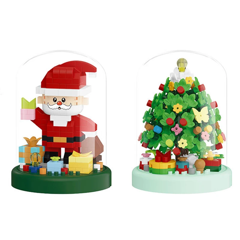 Micro blocs de construction en briques, arbre de noël, père noël, modèle de décoration de la maison, Puzzle à assembler, jouets pour enfants, cadeaux