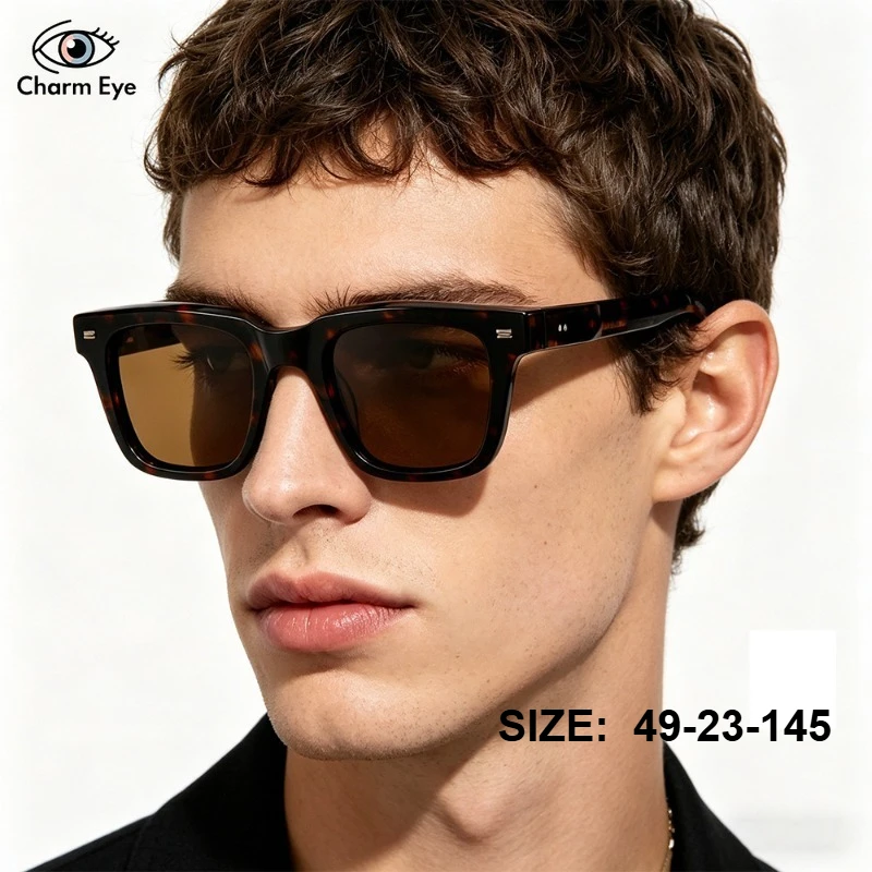 2026 Vintage Tortoise Shell Acetate Sunglasses Square Men Polarized UV400 Women Prescription SUN GLASSES for Driving Outdoor