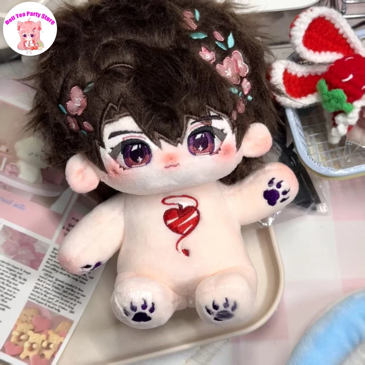 

20 см милые хлопковые куклы с атрибутом Caleb, одежда для тела, плюшевые игрушки, аниме-фигурки, плюшевый подарок на день рождения