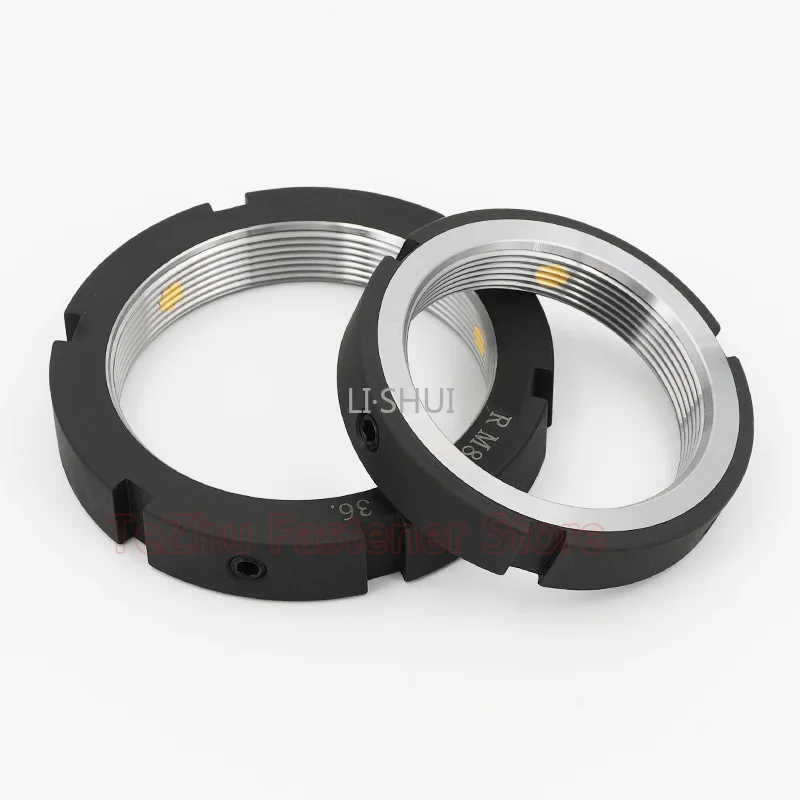 1pcs M6-M56 Precision R-Type Locking Nut Rolling Bead Shaft Main Shaft Lock Nut Steel Prevent Backout Round Nuts Pitch 0.5-2mm