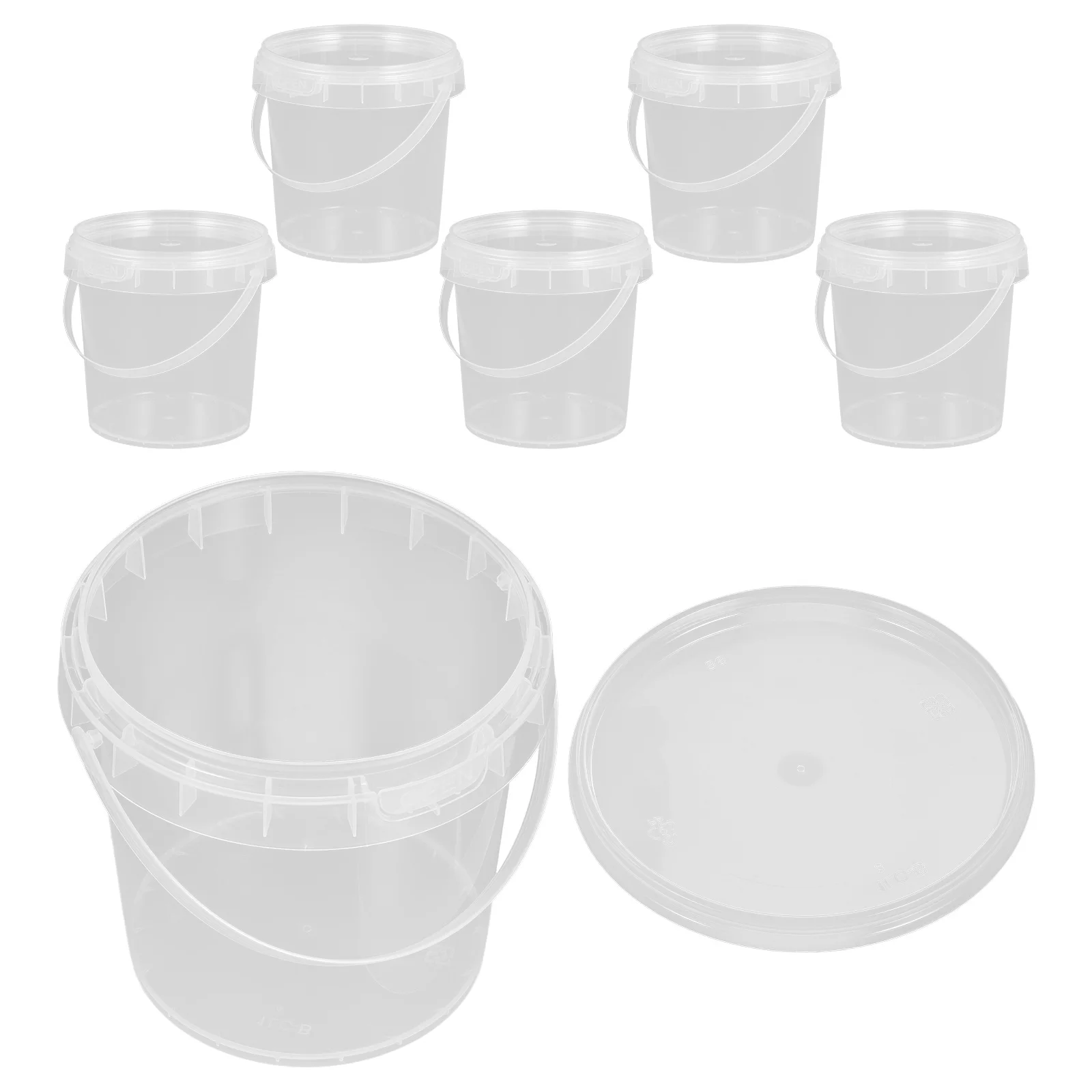 

6 Pcs Food Grade PP Fruit Bucket Beverage Storage with Lid and Handle for Drinks Container Buckets Box