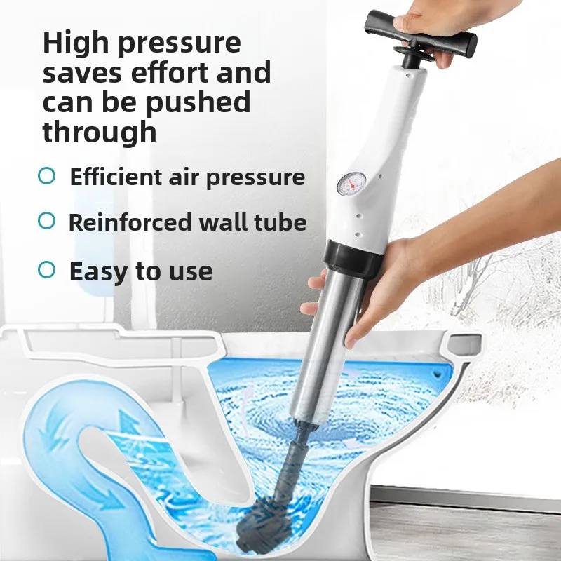 Pneumatic Toilet Plunger, Air Pressure Drain Unclogger, Portable Pipe Dredge Tool for Bathroom, Floor Drain and Sewer