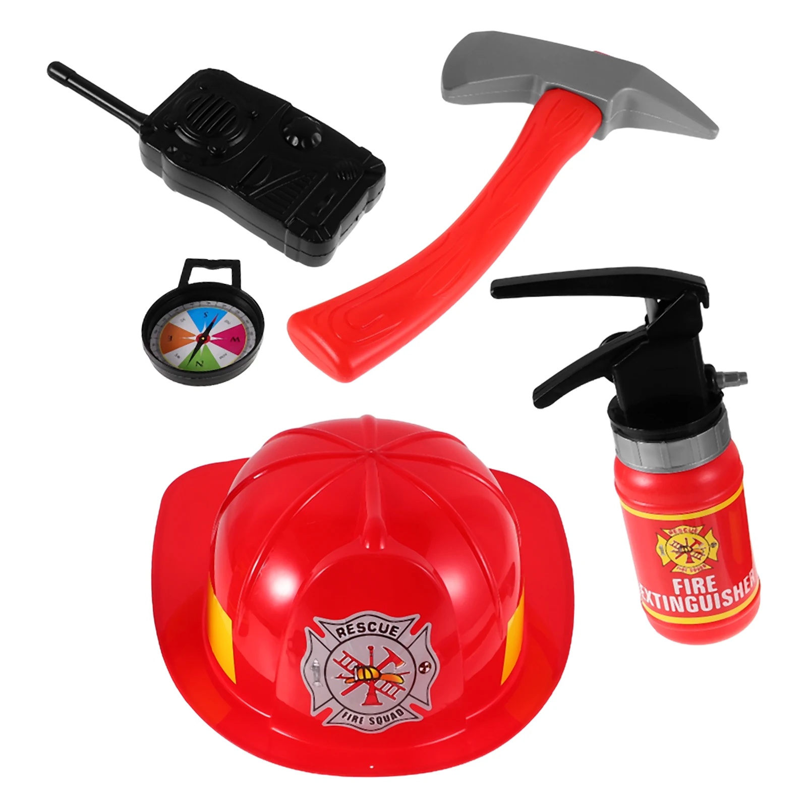 

Children Firefighter Set Toy Fire Extinguisher Prop Kids Accessories Role Playing Plastic Gear Cosplay Costumes Fireman Hat