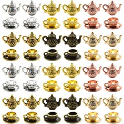 Dijes para tazas de té de tetera de tres colores, 10 piezas, colgantes de aleación de Metal para tazas de café, collar, pendientes, pulsera, fabricación de joyas artesanales