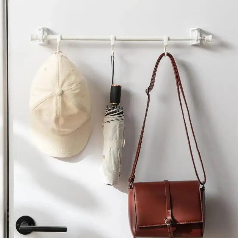 2 шт. современный пластиковый настенный держатель для стержней - поворотный на 360° натяжной кронштейн, прочный клейкий крючок для карнизов для душа