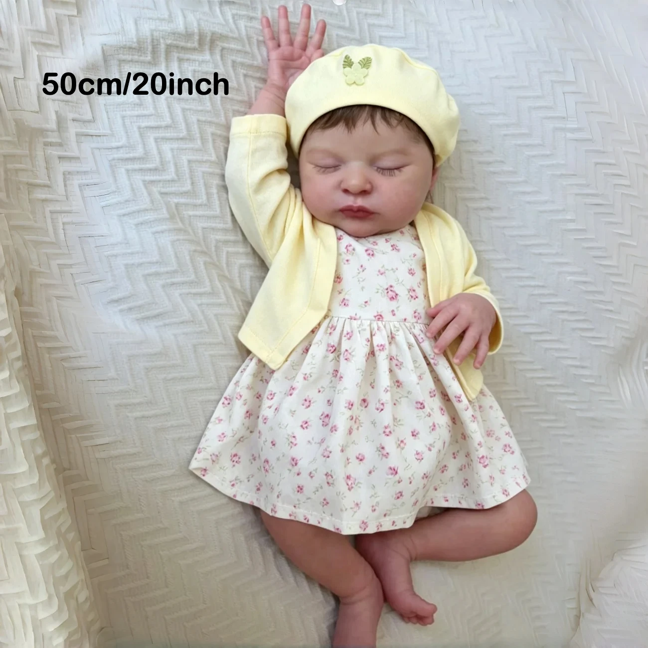 BZDOLL 20 Inch Soft Touch Cloth Body Asleep Reborn Baby Doll 50 CM Lifelike Doll Toy Handmade Real Look Toy for Birthday Gift