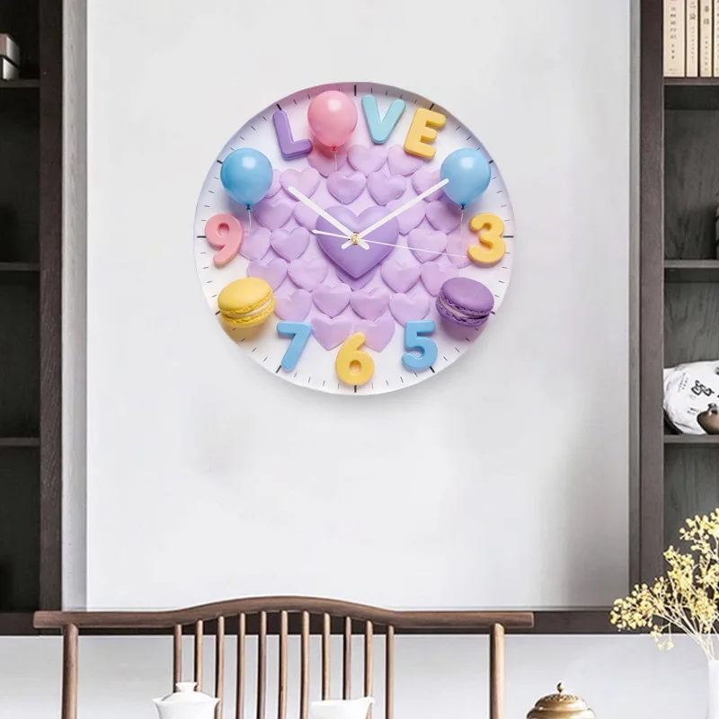 Creative Clock Wall Clock, Living Room Silent Wall Clock, Valentine's Day Simple Tempered Glass Clock