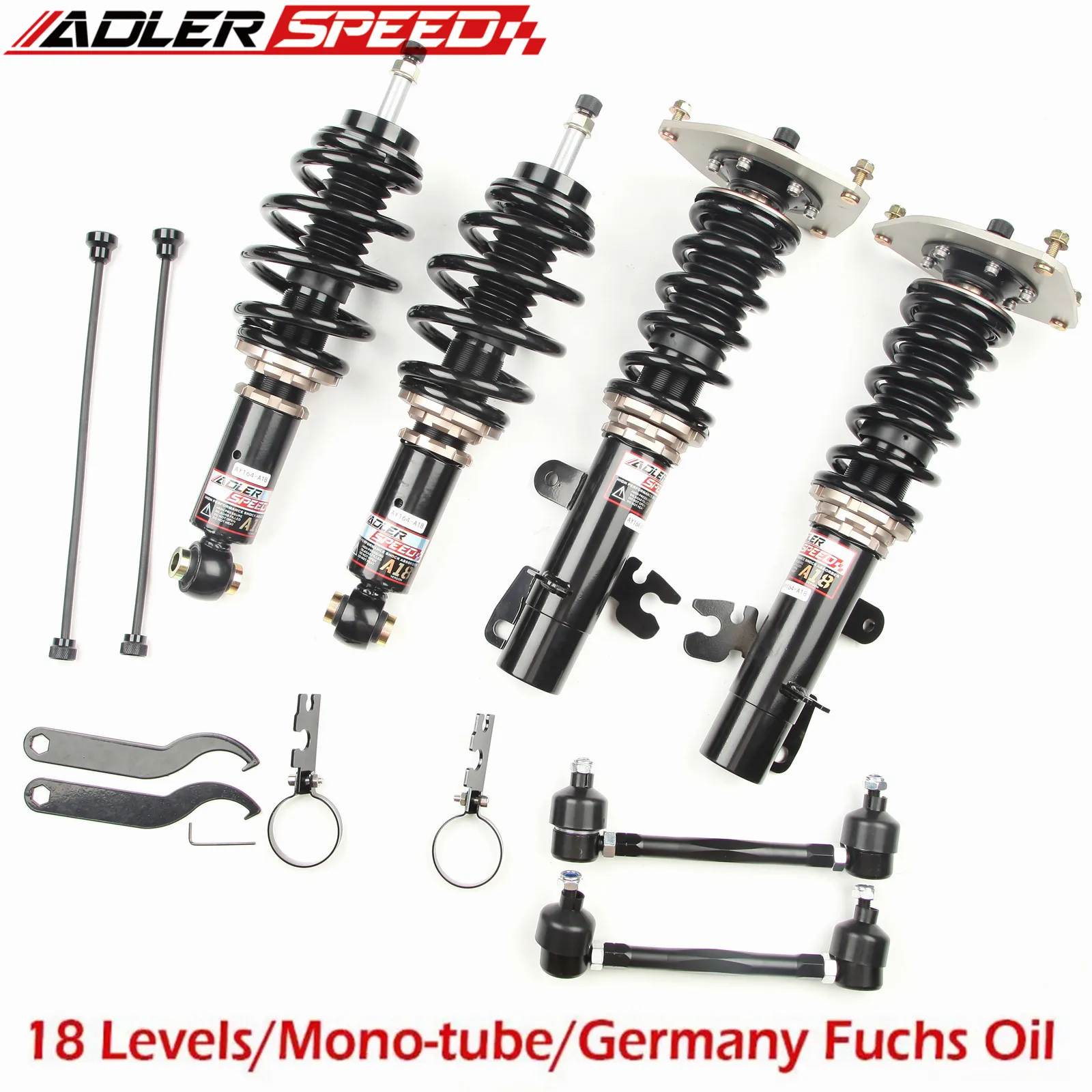 ADLERSPEED Adjustable 18 Damper Coilovers Suspension Kit For MINI Cooper S (R50/R53) 2003-06