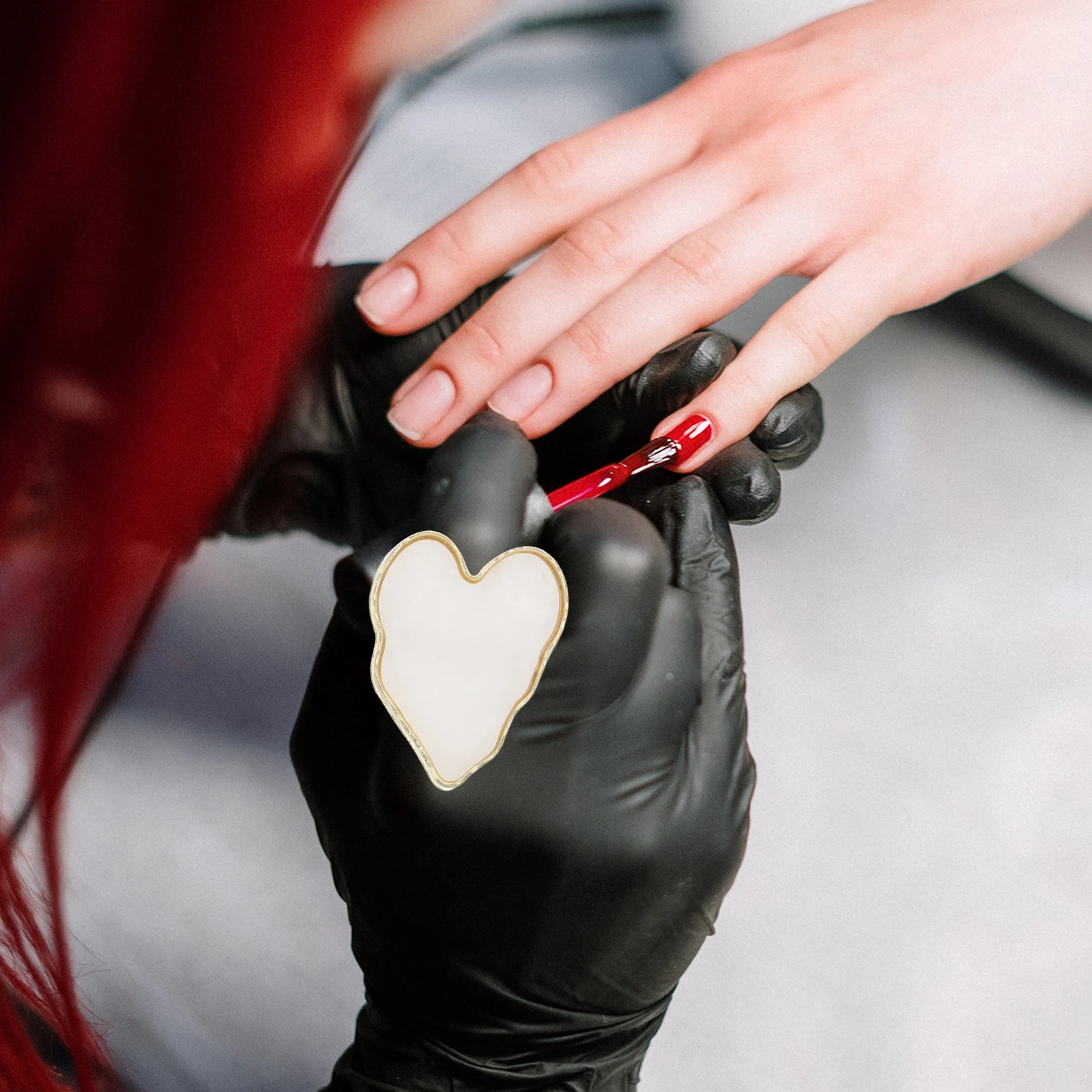 

2Pcs Nail Art Palette Rings Heart Design Resin Marble Texture Color Mixing Gel Polish Tray Nail Salon Tools Color Mixing Tray